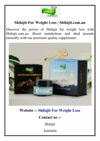 Shilajit For Weight Loss  Shilajit.com.au