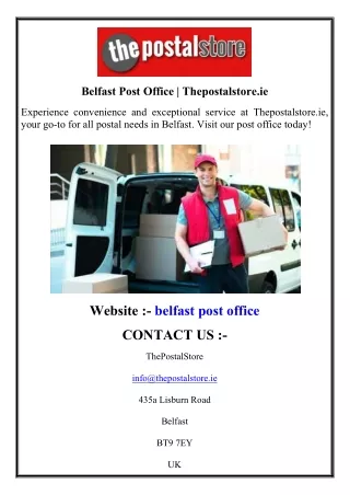 Belfast Post Office  Thepostalstore.ie