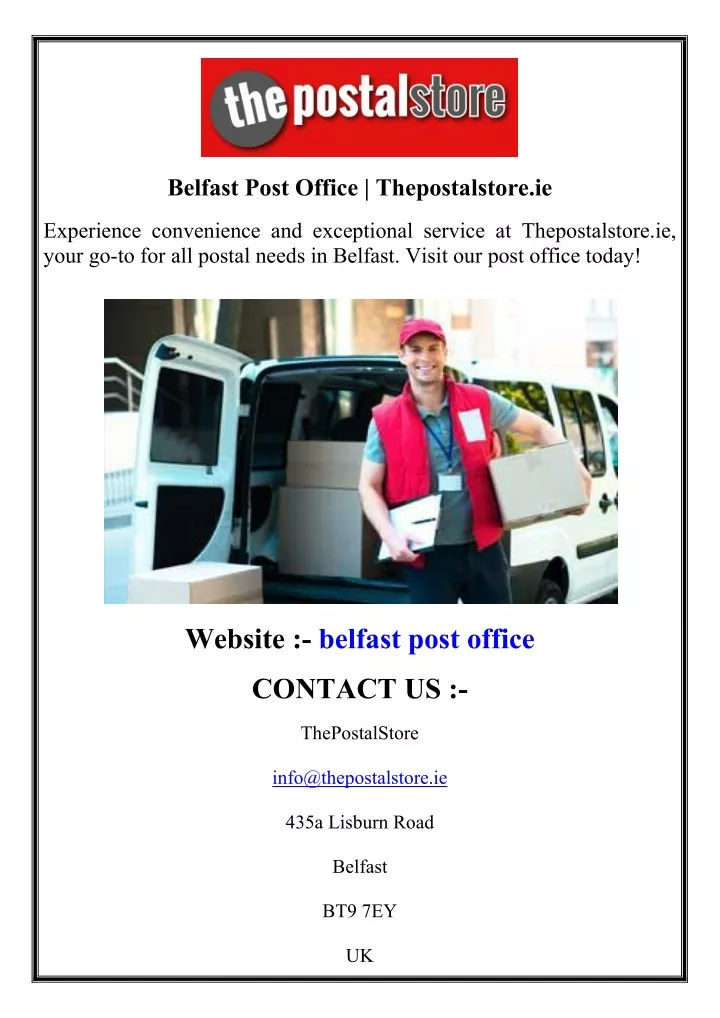 belfast post office thepostalstore ie
