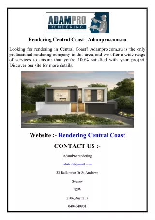 rendering central coast adampro com au
