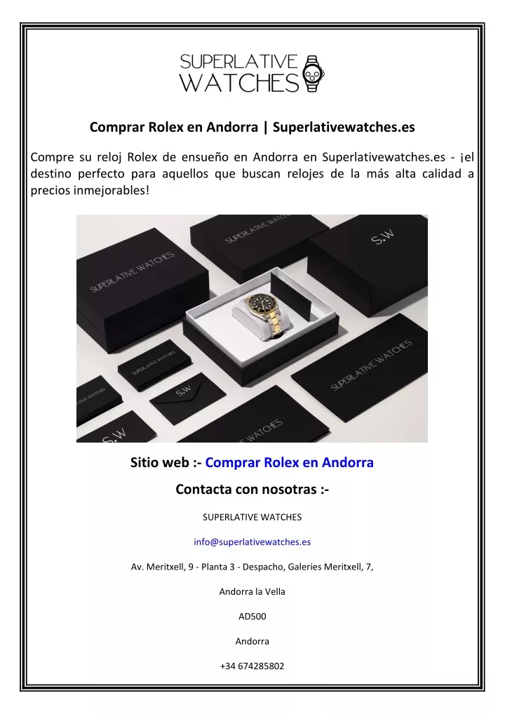 comprar rolex en andorra superlativewatches es