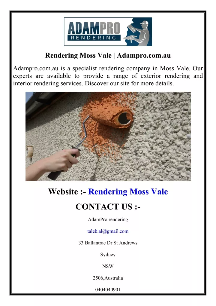 rendering moss vale adampro com au