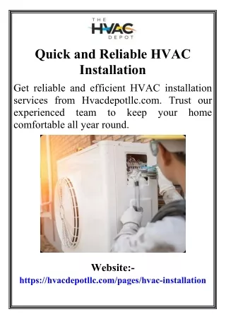 Quick and Reliable HVAC Installation