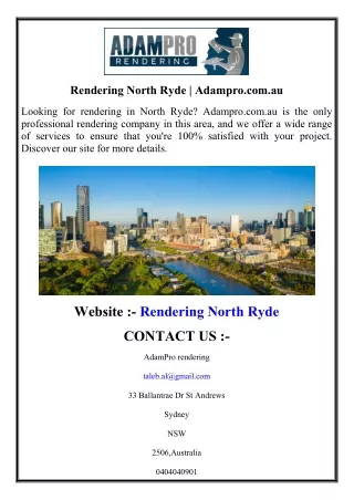 Rendering North Ryde  Adampro.com.au
