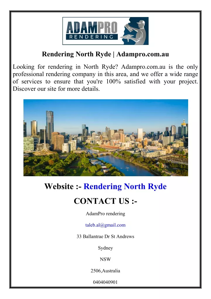 rendering north ryde adampro com au