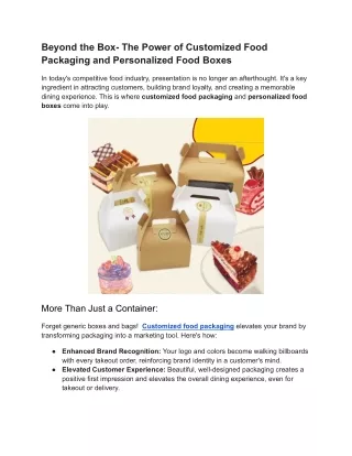 Beyond the Box- The Power of Customized Food Packaging and Personalized Food Boxes