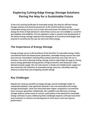 _Exploring Cutting-Edge Energy Storage Solutions_ Paving the Way for a Sustainable Future