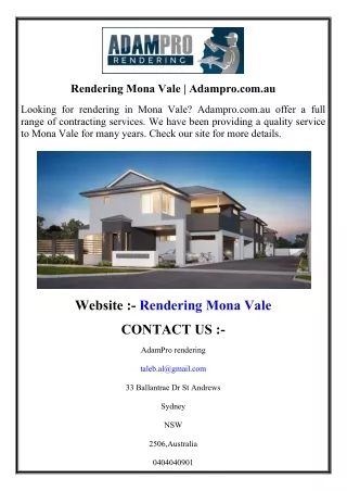 Rendering Mona Vale  Adampro.com.au