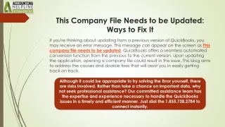 this company file needs to be updated ways to fix it