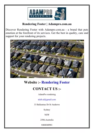 Rendering Foster  Adampro.com.au