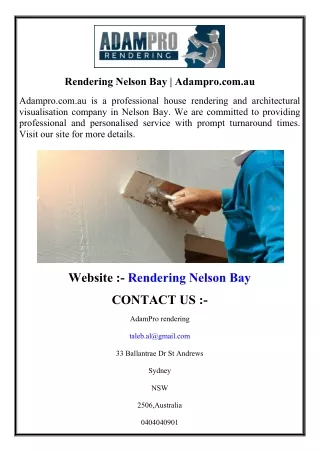 Rendering Nelson Bay Adampro.com.au