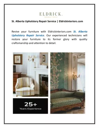St. Alberta Upholstery Repair Service  Eldrickinteriors.com