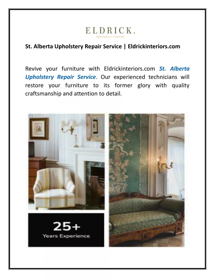 st alberta upholstery repair service