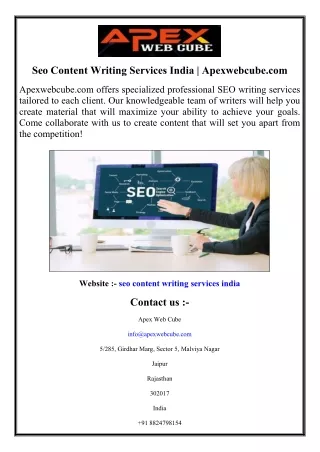 seo content writing services india apexwebcube com