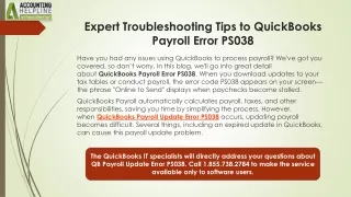 expert troubleshooting tips to quickbooks payroll error ps038
