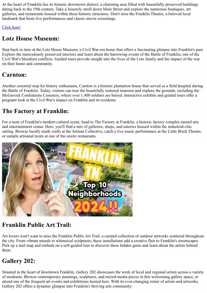 at the heart of franklin lies its historic