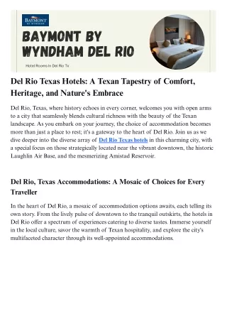 Del Rio Texas Hotels A Texan Tapestry of Comfort, Heritage, and Nature's Embrace