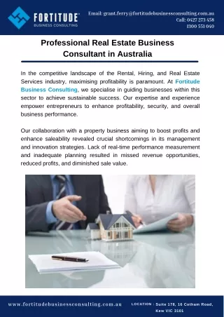 Professional Real Estate Business Consultant in Australia