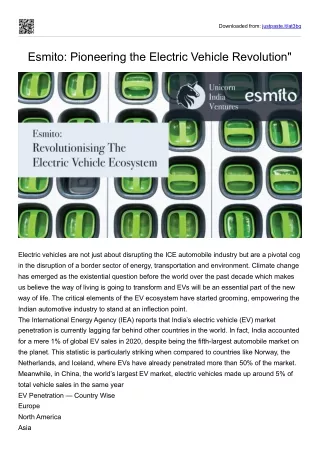 Esmito: Pioneering the Electric Vehicle Revolution"