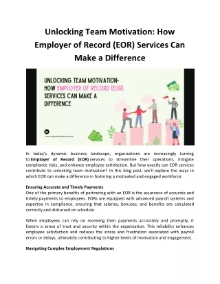Unlocking Team Motivation How Employer of Record (EOR) Services Can Make a Difference