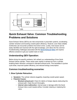 Quick Exhaust Valve: Typical Issues and Solutions for Troubleshooting