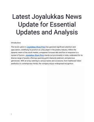 latest joyalukkas news update for essential