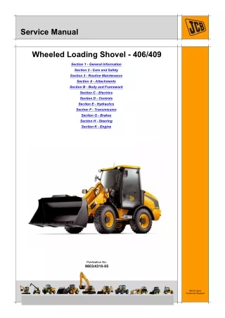 JCB 406 WHEELED LOADER Service Repair Manual SN：01163001-01164999 Tier 2