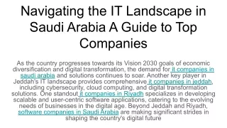 Navigating the IT Landscape in Saudi Arabia A Guide to Top Companies