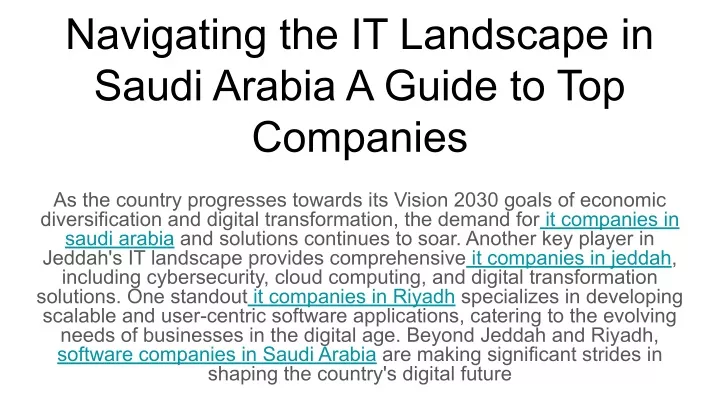 navigating the it landscape in saudi arabia