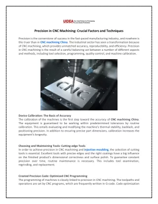 Precision in CNC Machining: Crucial Factors and Techniques
