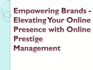 Empowering Brands - Elevating Your Online Presence with Online Prestige Manageme