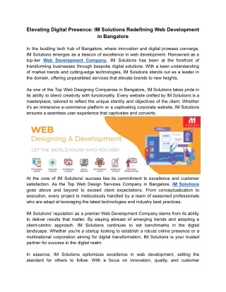 Elevating Digital Presence_ IM Solutions Redefining Web Development in Bangalore