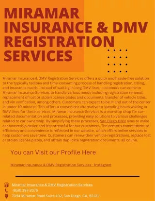 MIRAMAR INSURANCE & DMV REGISTRATION SERVICES
