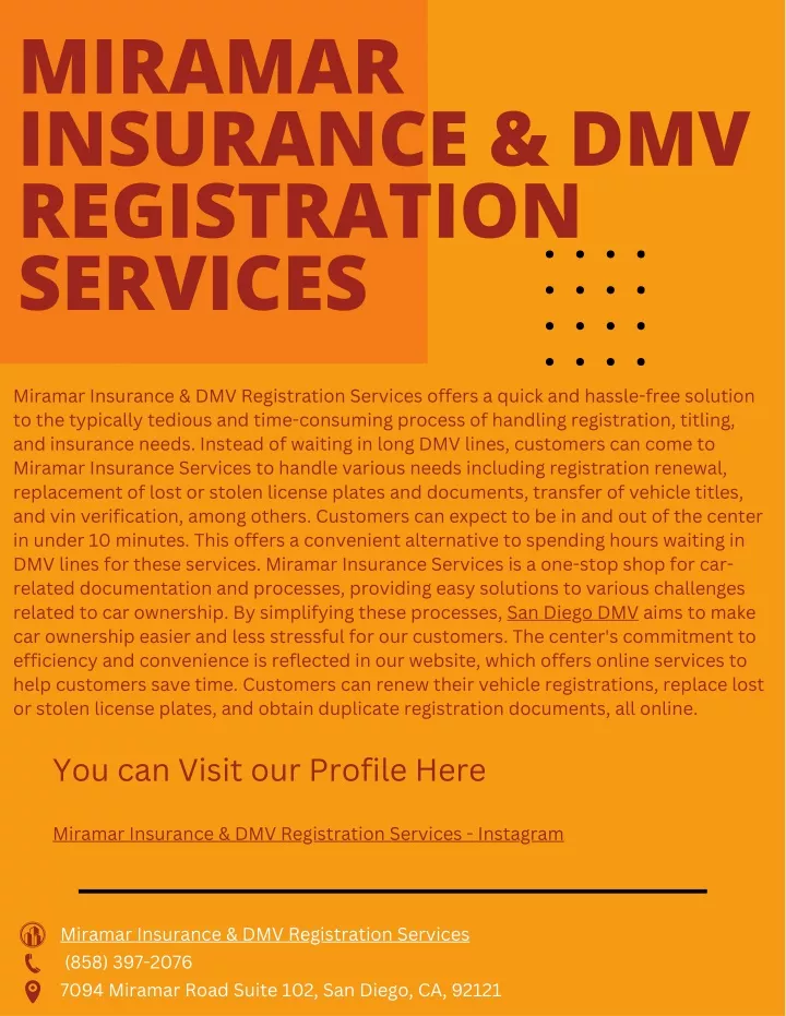 miramar insurance dmv registration services