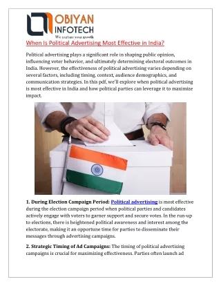 When Is Political Advertising Most Effective in India
