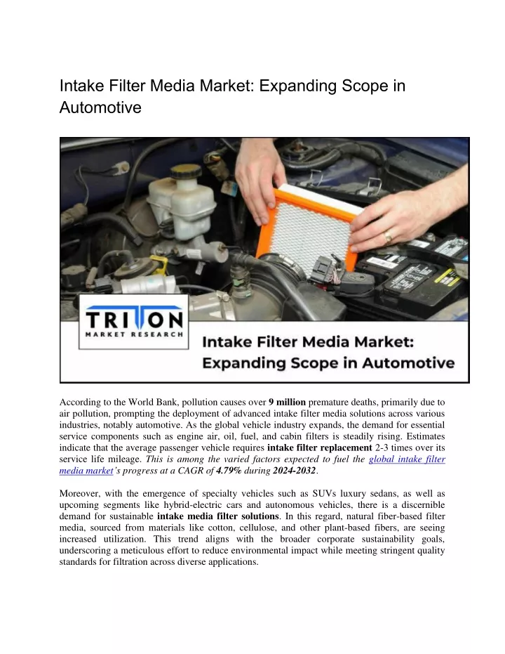intake filter media market expanding scope