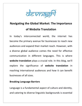 Navigating the Global Market: The Importance of Website Translation