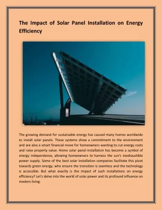 The Impact of Solar Panel Installation on Energy Efficiency (1)