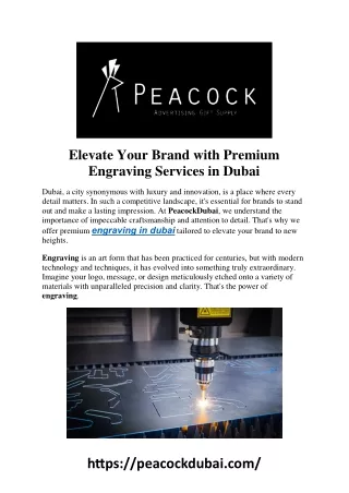 Elevate Your Brand with Premium Engraving Services in Dubai