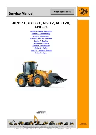 JCB 409B Wheel Loading Shovel Service Repair Manual SN755000 Onwards