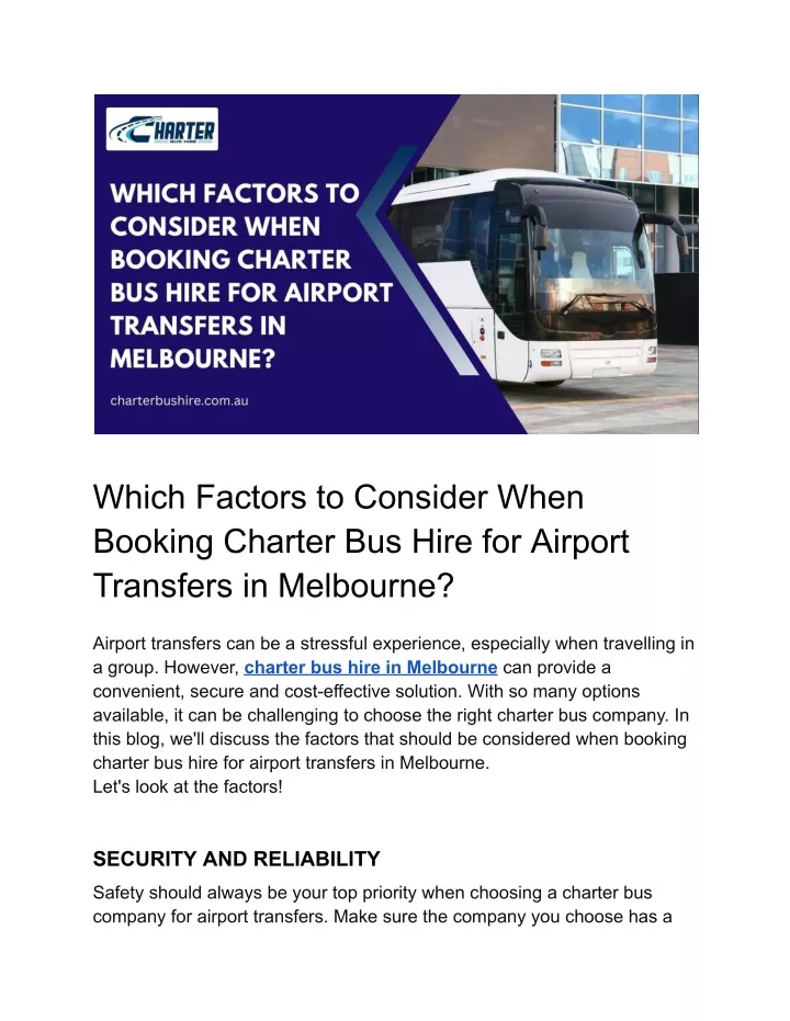 which factors to consider when booking charter