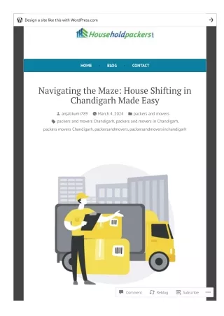Navigating the Maze House Shifting in Chandigarh Made Easy