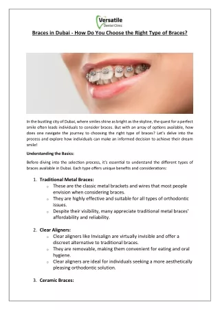 Braces in Dubai - How Do You Choose the Right Type of Braces?