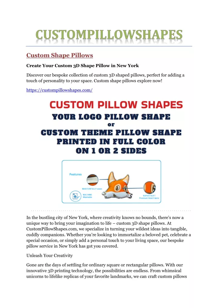 custom shape pillows