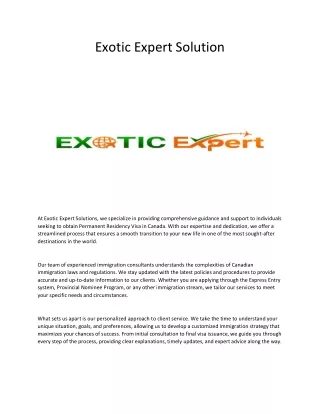 Permanent Residency Visa - Exotic Expert Solution