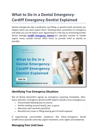 What to Do in a Dental Emergency