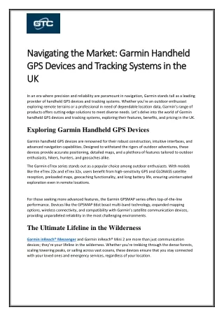 Navigating the Market Garmin Handheld GPS Devices and Tracking Systems in the UK