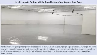 Simple Steps to Achieve a High-Gloss Finish on Your Garage Floor Epoxy