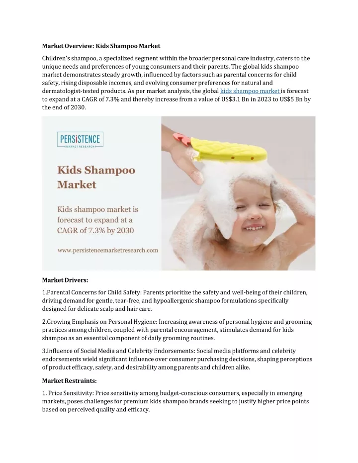 market overview kids shampoo market children