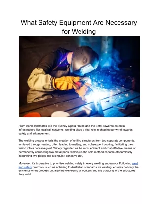 What Safety Equipment Are Necessary for Welding